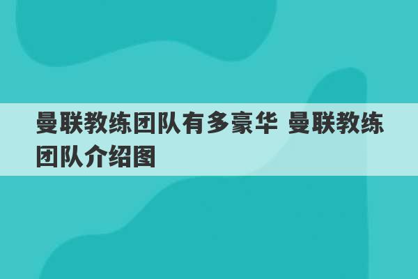 曼联教练团队有多豪华 曼联教练团队介绍图