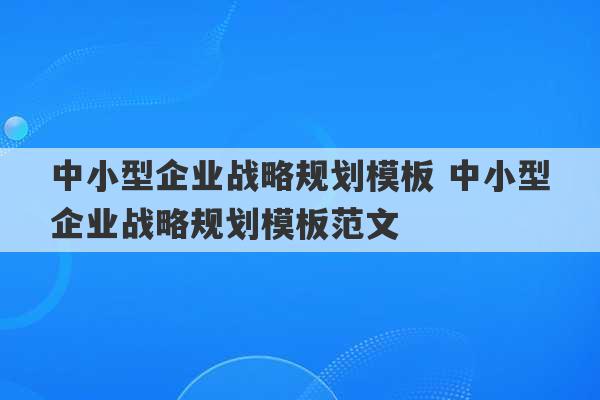 中小型企业战略规划模板 中小型企业战略规划模板范文