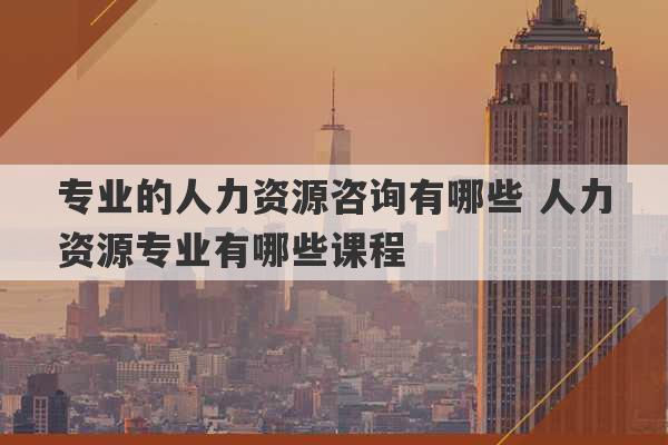 专业的人力资源咨询有哪些 人力资源专业有哪些课程