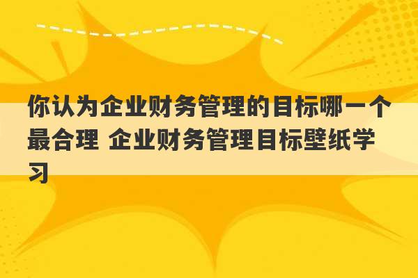 你认为企业财务管理的目标哪一个最合理 企业财务管理目标壁纸学习