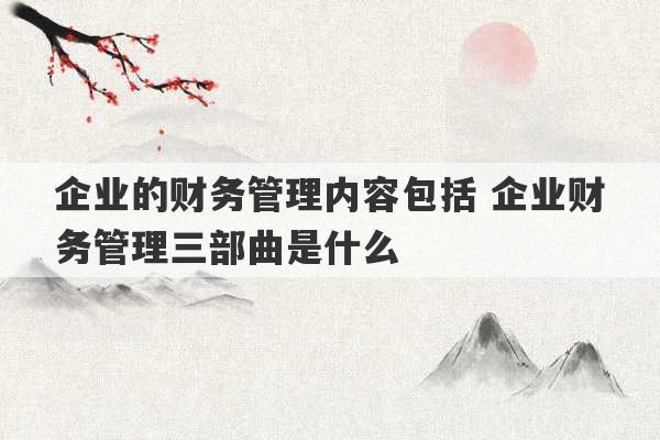 企业的财务管理内容包括 企业财务管理三部曲是什么