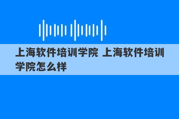 上海软件培训学院 上海软件培训学院怎么样