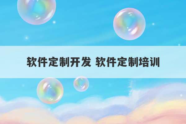 软件定制开发 软件定制培训