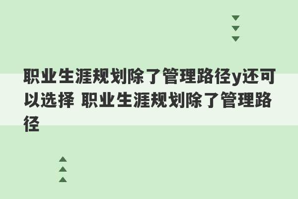 职业生涯规划除了管理路径y还可以选择 职业生涯规划除了管理路径