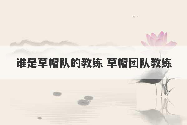 谁是草帽队的教练 草帽团队教练