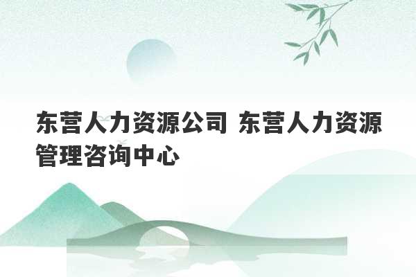 东营人力资源公司 东营人力资源管理咨询中心