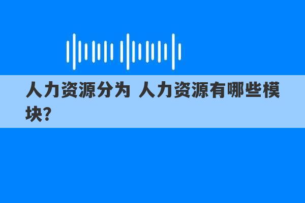 人力资源分为 人力资源有哪些模块？