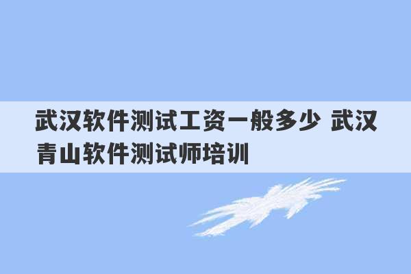 武汉软件测试工资一般多少 武汉青山软件测试师培训