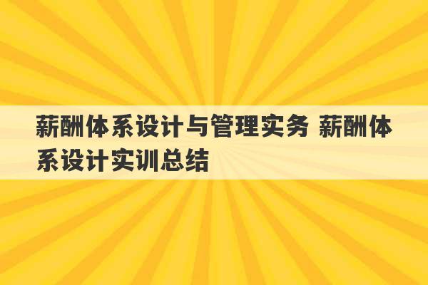 薪酬体系设计与管理实务 薪酬体系设计实训总结