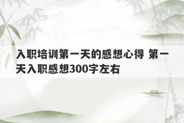 入职培训第一天的感想心得 第一天入职感想300字左右