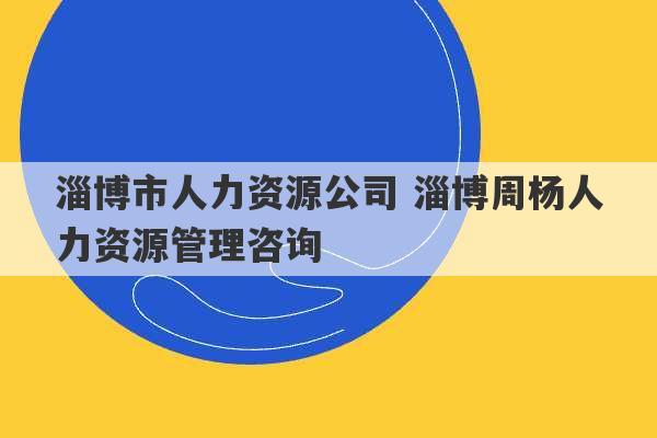 淄博市人力资源公司 淄博周杨人力资源管理咨询