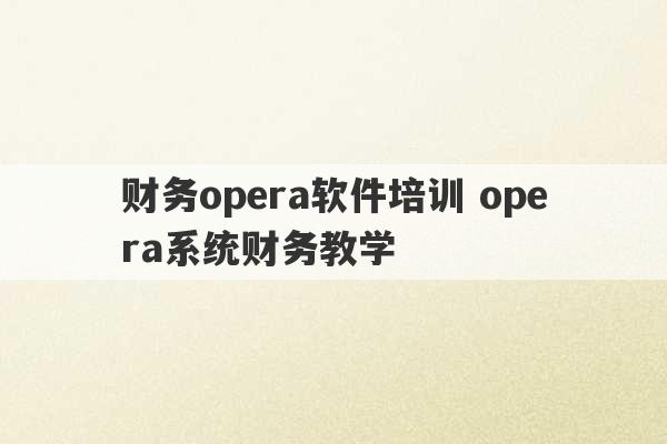 财务opera软件培训 opera系统财务教学