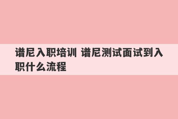 谱尼入职培训 谱尼测试面试到入职什么流程