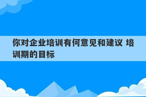 你对企业培训有何意见和建议 培训期的目标