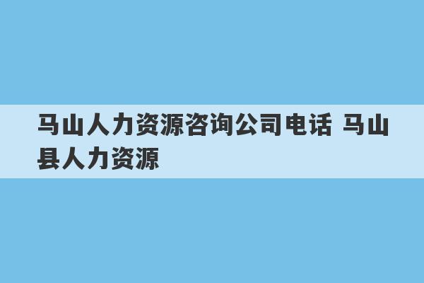 马山人力资源咨询公司电话 马山县人力资源