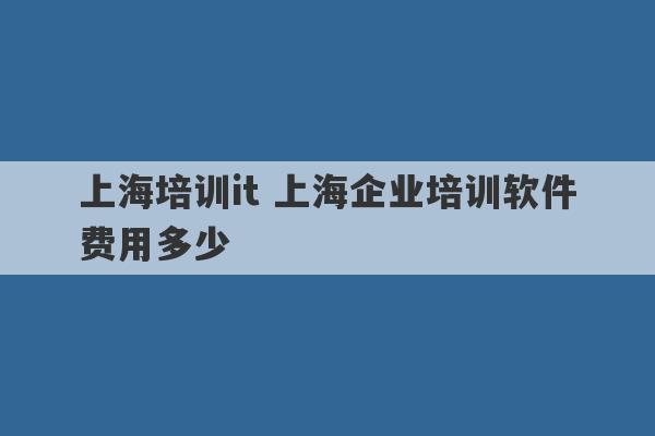 上海培训it 上海企业培训软件费用多少