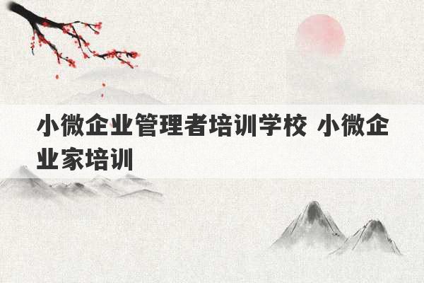 小微企业管理者培训学校 小微企业家培训