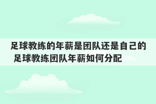 足球教练的年薪是团队还是自己的 足球教练团队年薪如何分配