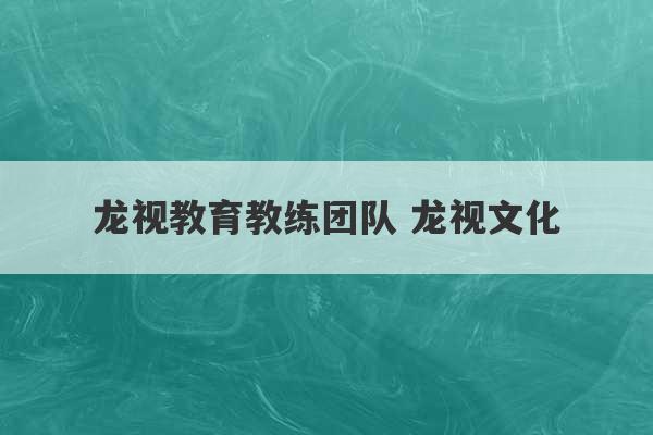 龙视教育教练团队 龙视文化