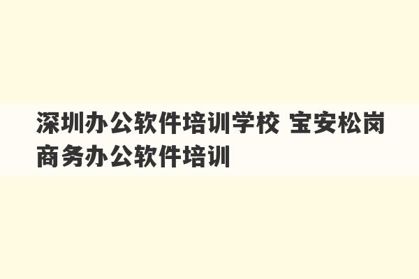 深圳办公软件培训学校 宝安松岗商务办公软件培训