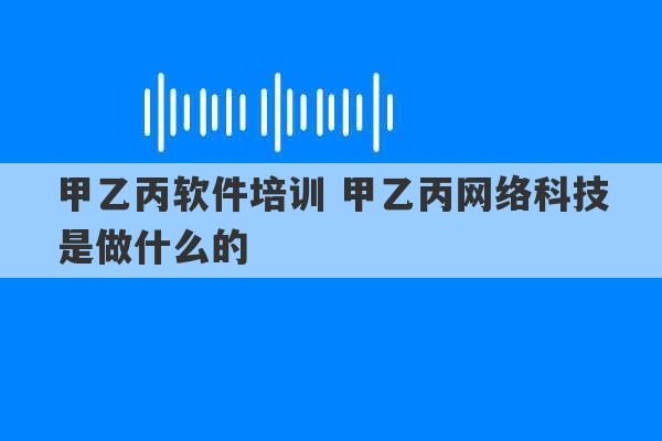 甲乙丙软件培训 甲乙丙网络科技是做什么的