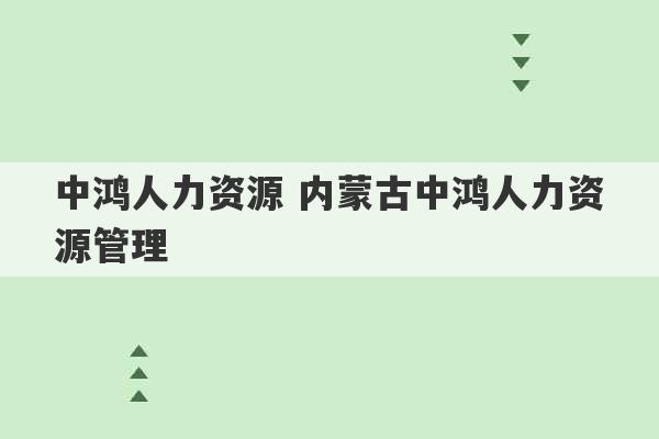 中鸿人力资源 内蒙古中鸿人力资源管理