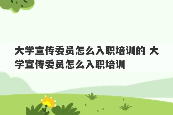 大学宣传委员怎么入职培训的 大学宣传委员怎么入职培训