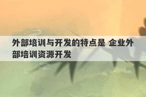 外部培训与开发的特点是 企业外部培训资源开发