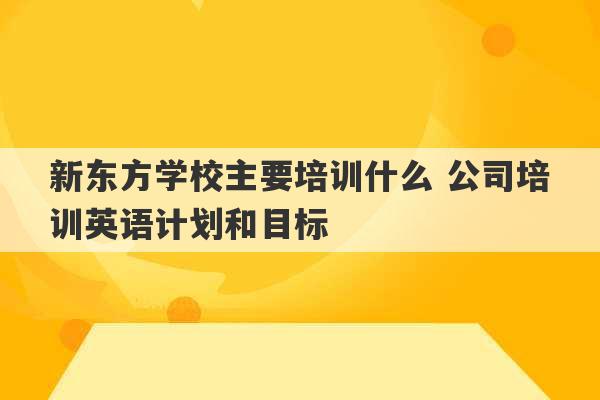 新东方学校主要培训什么 公司培训英语计划和目标