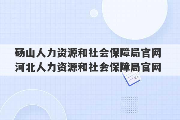 砀山人力资源和社会保障局官网 河北人力资源和社会保障局官网