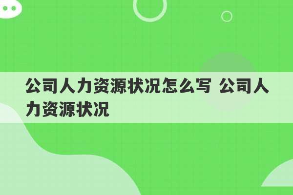 公司人力资源状况怎么写 公司人力资源状况