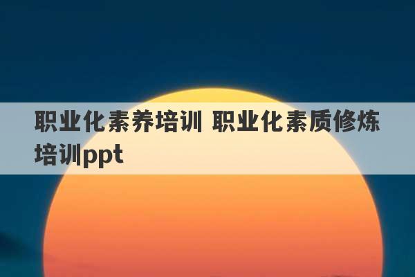 职业化素养培训 职业化素质修炼培训ppt