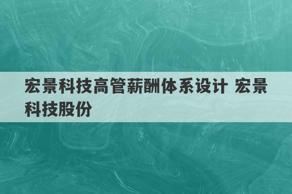 宏景科技高管薪酬体系设计 宏景科技股份