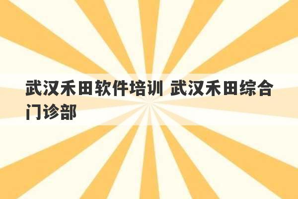 武汉禾田软件培训 武汉禾田综合门诊部