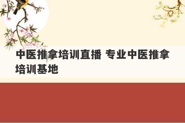 中医推拿培训直播 专业中医推拿培训基地