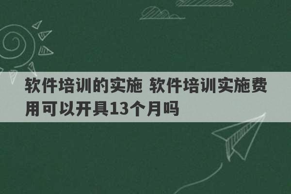 软件培训的实施 软件培训实施费用可以开具13个月吗