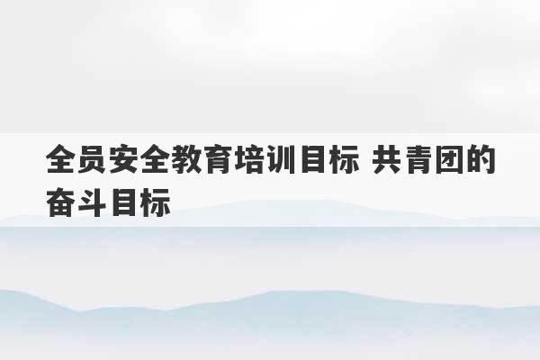 全员安全教育培训目标 共青团的奋斗目标