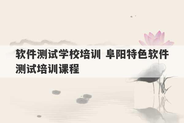 软件测试学校培训 阜阳特色软件测试培训课程