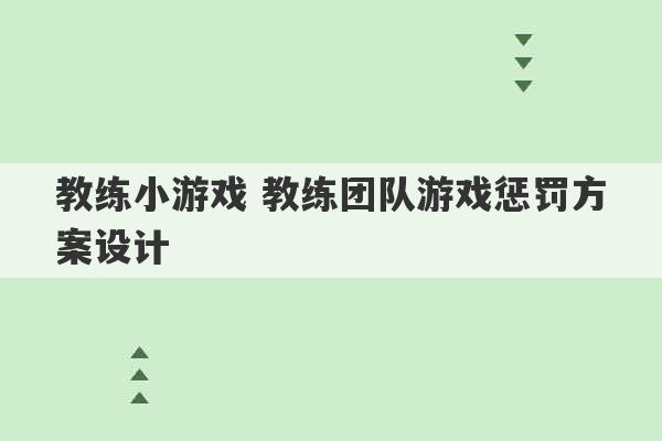 教练小游戏 教练团队游戏惩罚方案设计