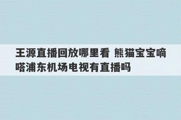 王源直播回放哪里看 熊猫宝宝嘀嗒浦东机场电视有直播吗