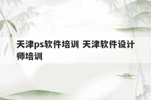 天津ps软件培训 天津软件设计师培训