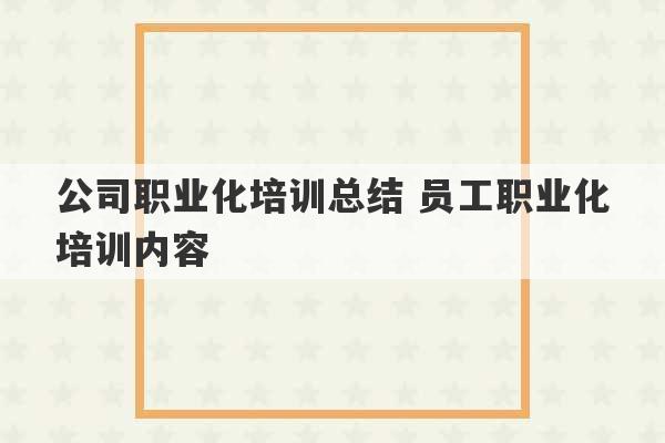 公司职业化培训总结 员工职业化培训内容