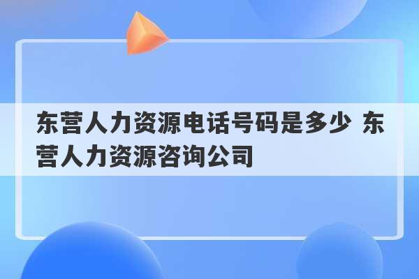 东营人力资源电话号码是多少 东营人力资源咨询公司