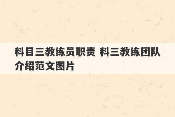 科目三教练员职责 科三教练团队介绍范文图片