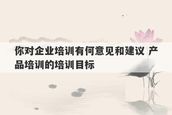 你对企业培训有何意见和建议 产品培训的培训目标