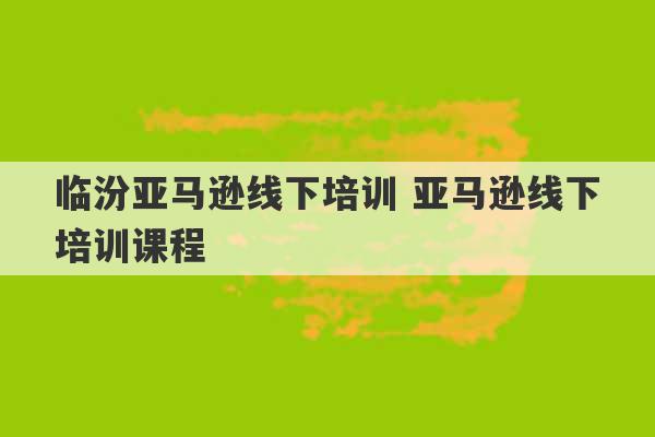 临汾亚马逊线下培训 亚马逊线下培训课程