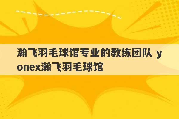 瀚飞羽毛球馆专业的教练团队 yonex瀚飞羽毛球馆