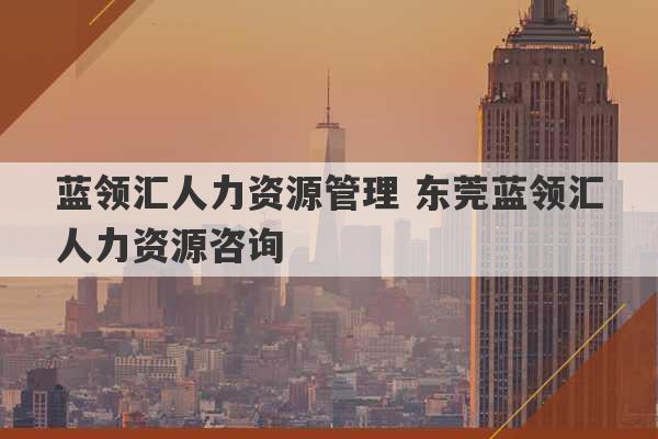 蓝领汇人力资源管理 东莞蓝领汇人力资源咨询