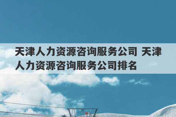 天津人力资源咨询服务公司 天津人力资源咨询服务公司排名