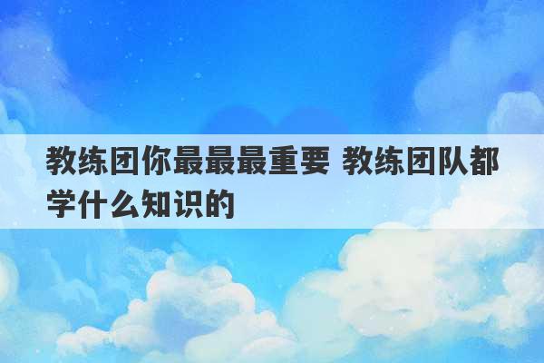 教练团你最最最重要 教练团队都学什么知识的